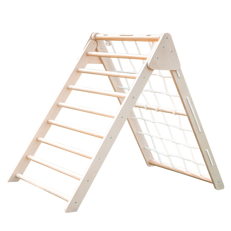 Outdoor Adventure Toys For Kids - Foldable Wooden Triangle Climber with Slide
