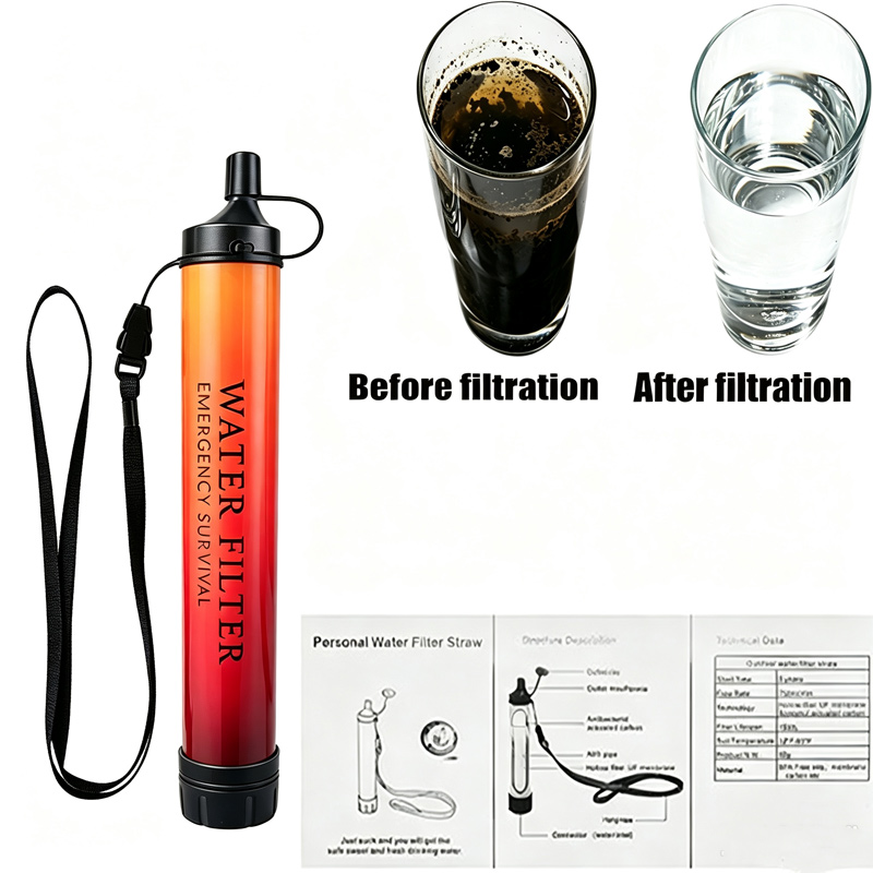 Outdoor Emergency Survival Wat - Water Filter Straw ulasan dan harga