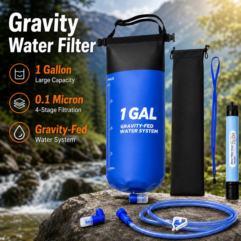 Camping Gravity Water Bag With - Water Filter Straw ulasan dan harga