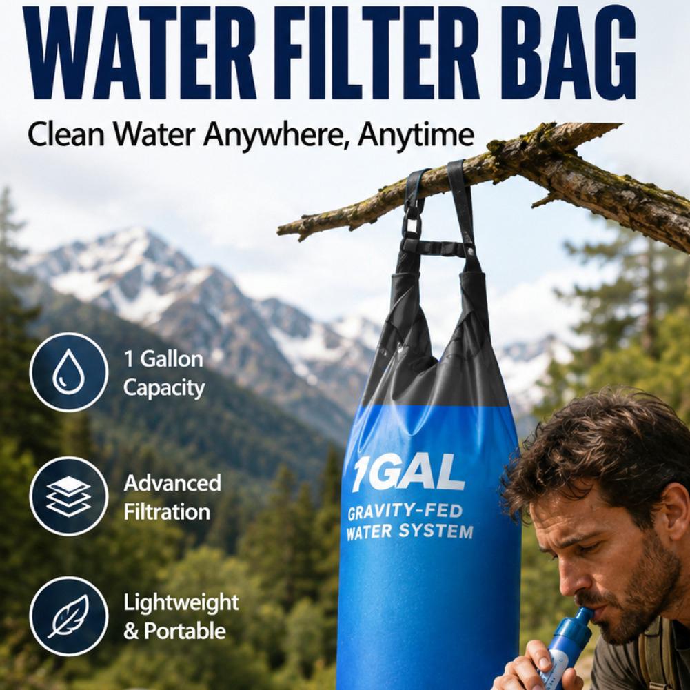 Camping Gravity Water Bag With - Water Filter Straw ulasan dan harga